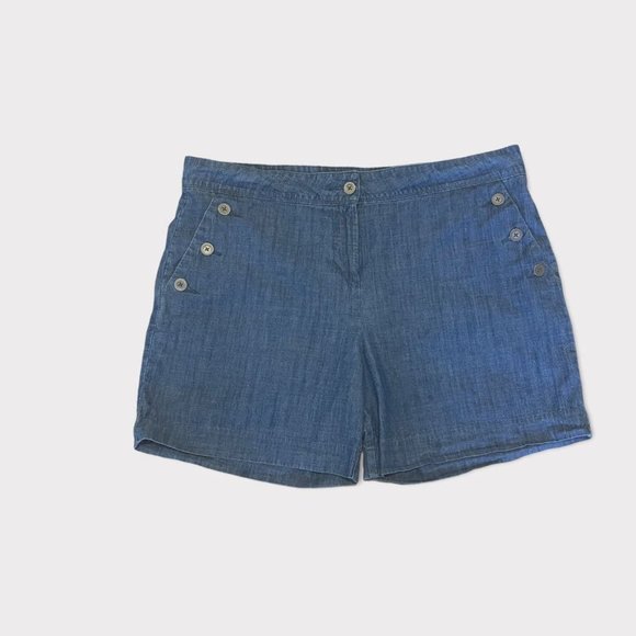 The Limited Pants - The Limited denim chambray shorts sz 16 button detailed sailor nautical